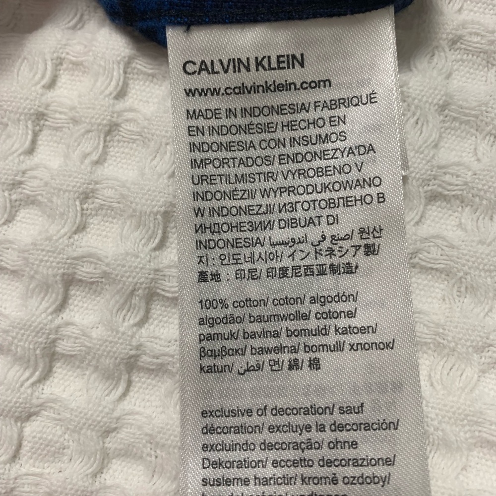 Calvin Klein Vibrant blue/black check lightweight flannel SZ L - Picture 7 of 8